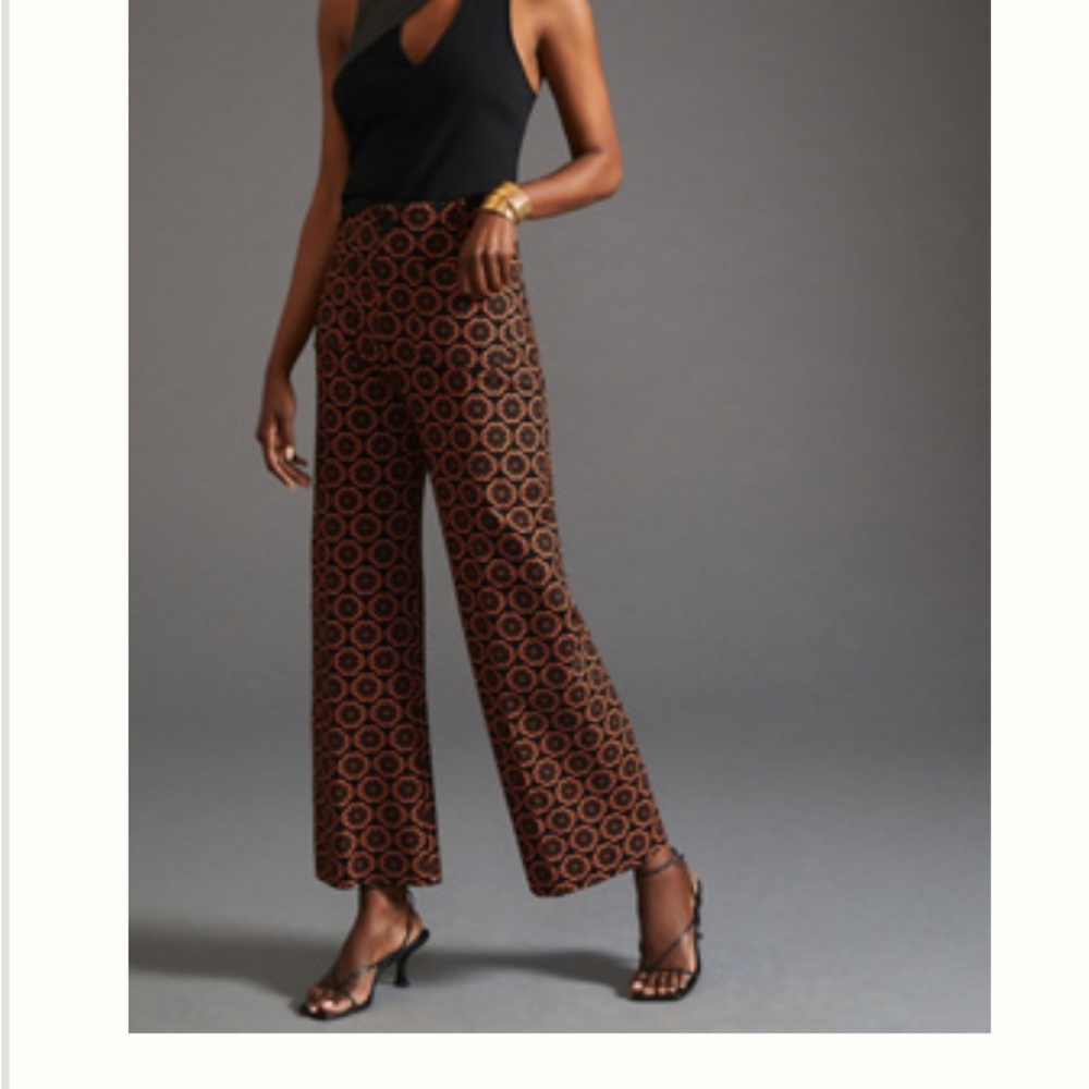 Maeve Anthropologie Colette Ponte Crop Pants 29 Black Orange